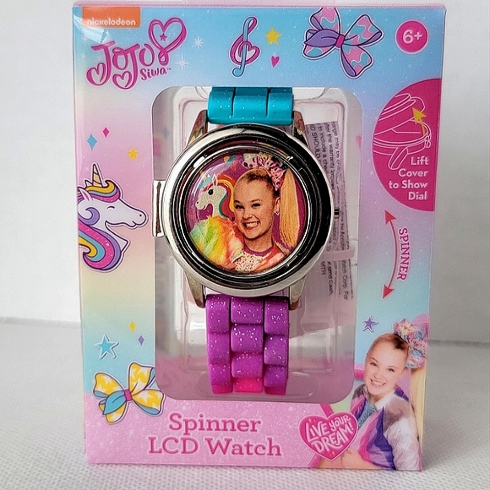 JoJo Siwa Metal Spinner Flip Watch with Rainbow Band
